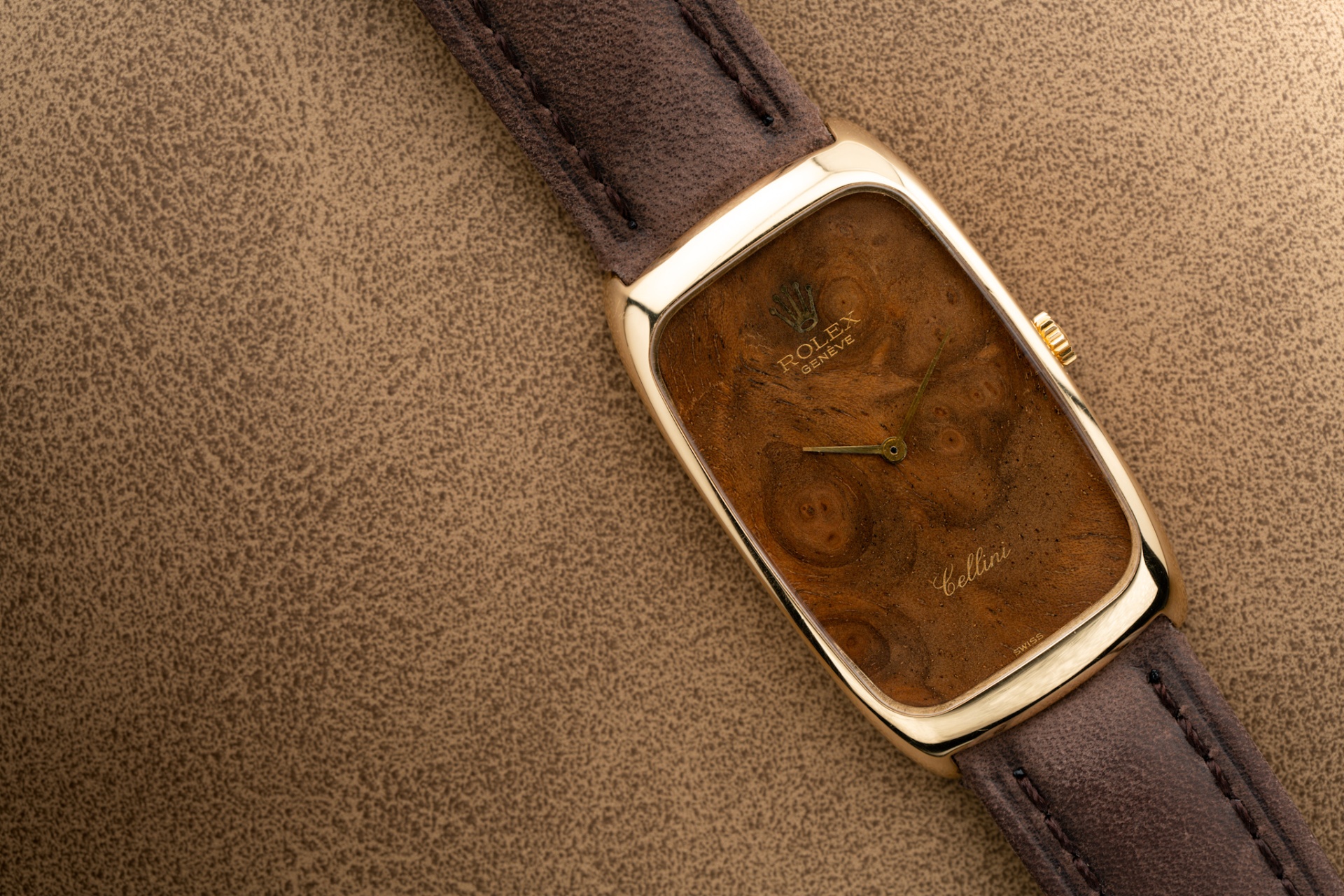 Vintage Rolex Cellini with burl wood dial
